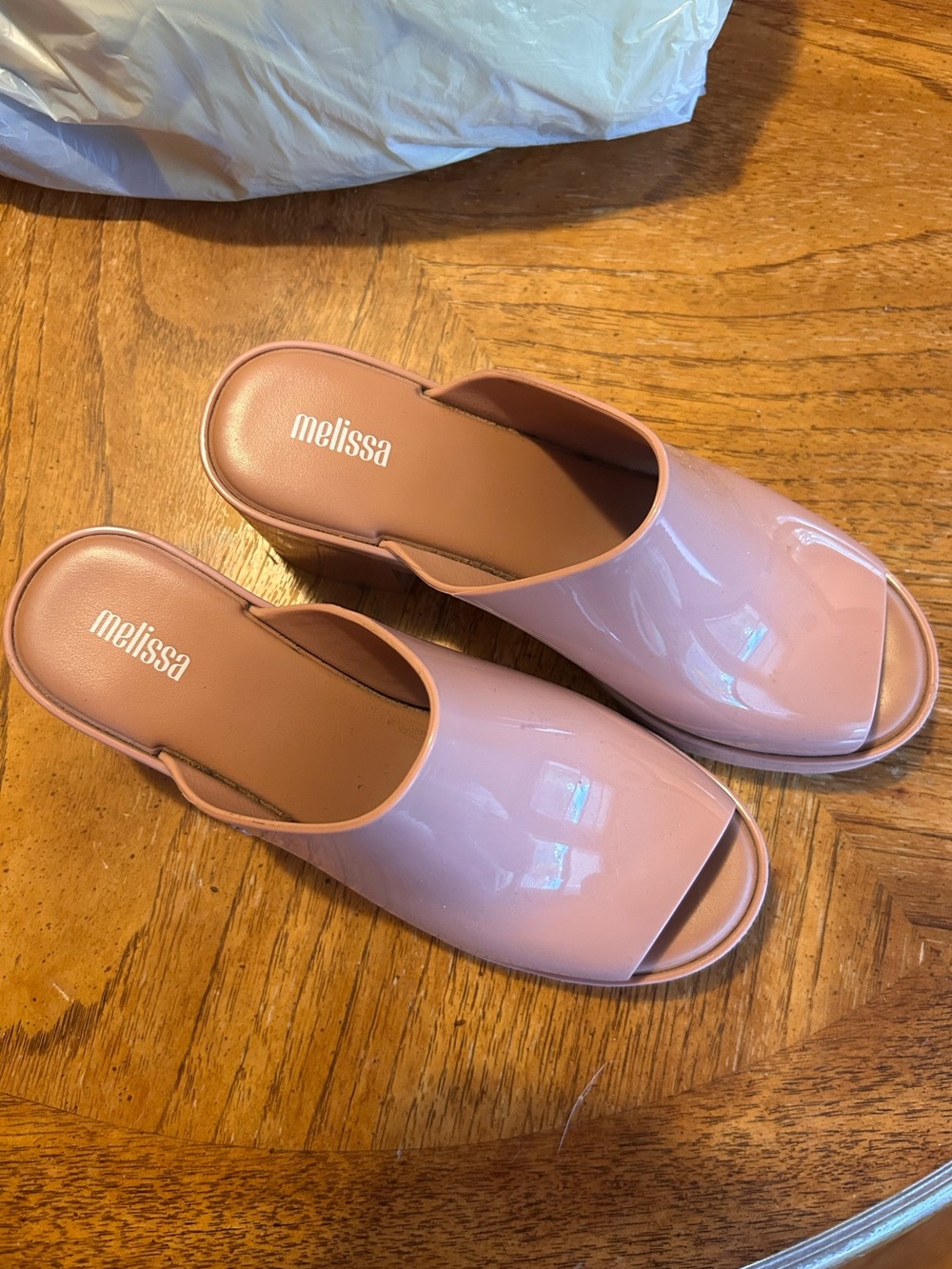 Melissa Blush Patent Chunky Mule Heels - Picture 2 of 4